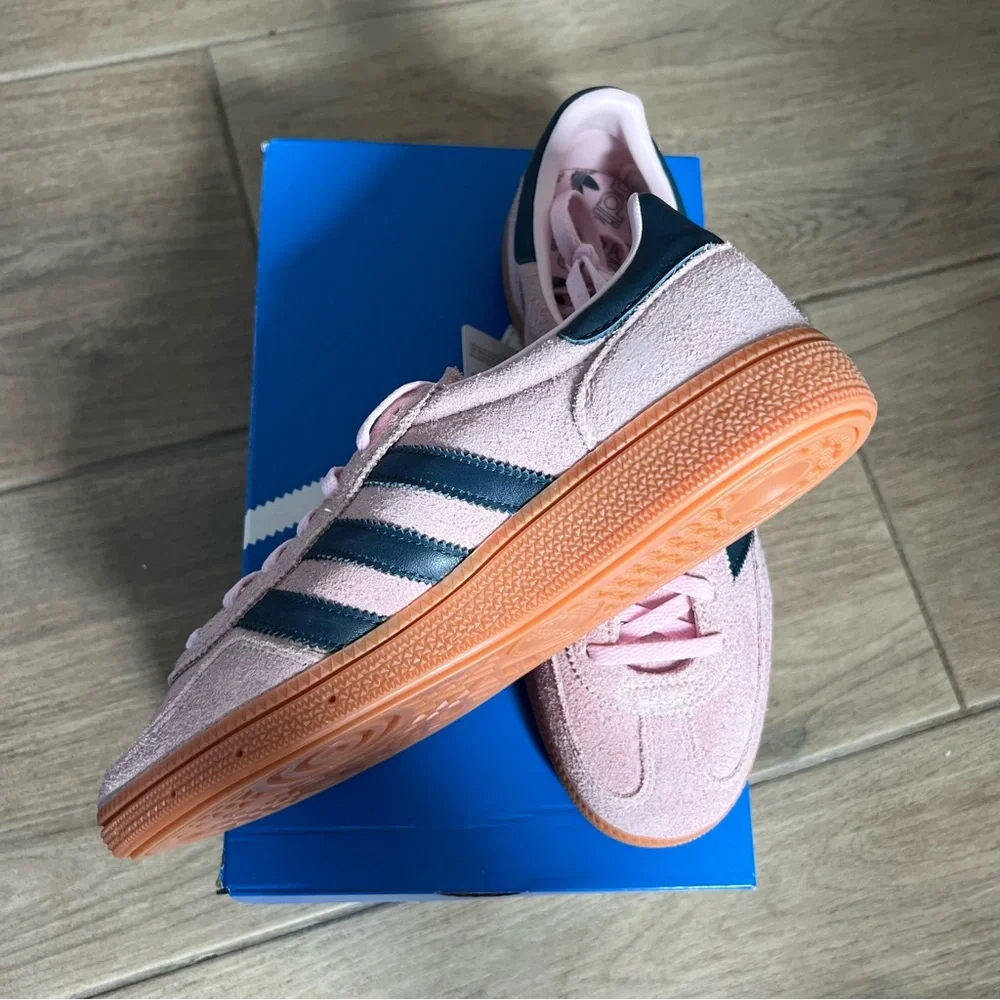 adidas Spezial Women's Pink Suede Sneakers with Black Stripes and Gum Sole